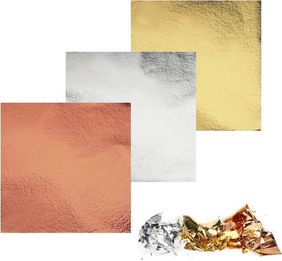 120 fogli imitazione foglia oro 8 x 85 cm foglio oro 3 colori lamiera metallo oro carta oro per hobby acrilatura decorazione DIY