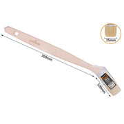 Trade Shop - Pennello Piatto 35 Mm Obliquo Manico In Legno Lungo Collo Angolare Pittura 90240 -