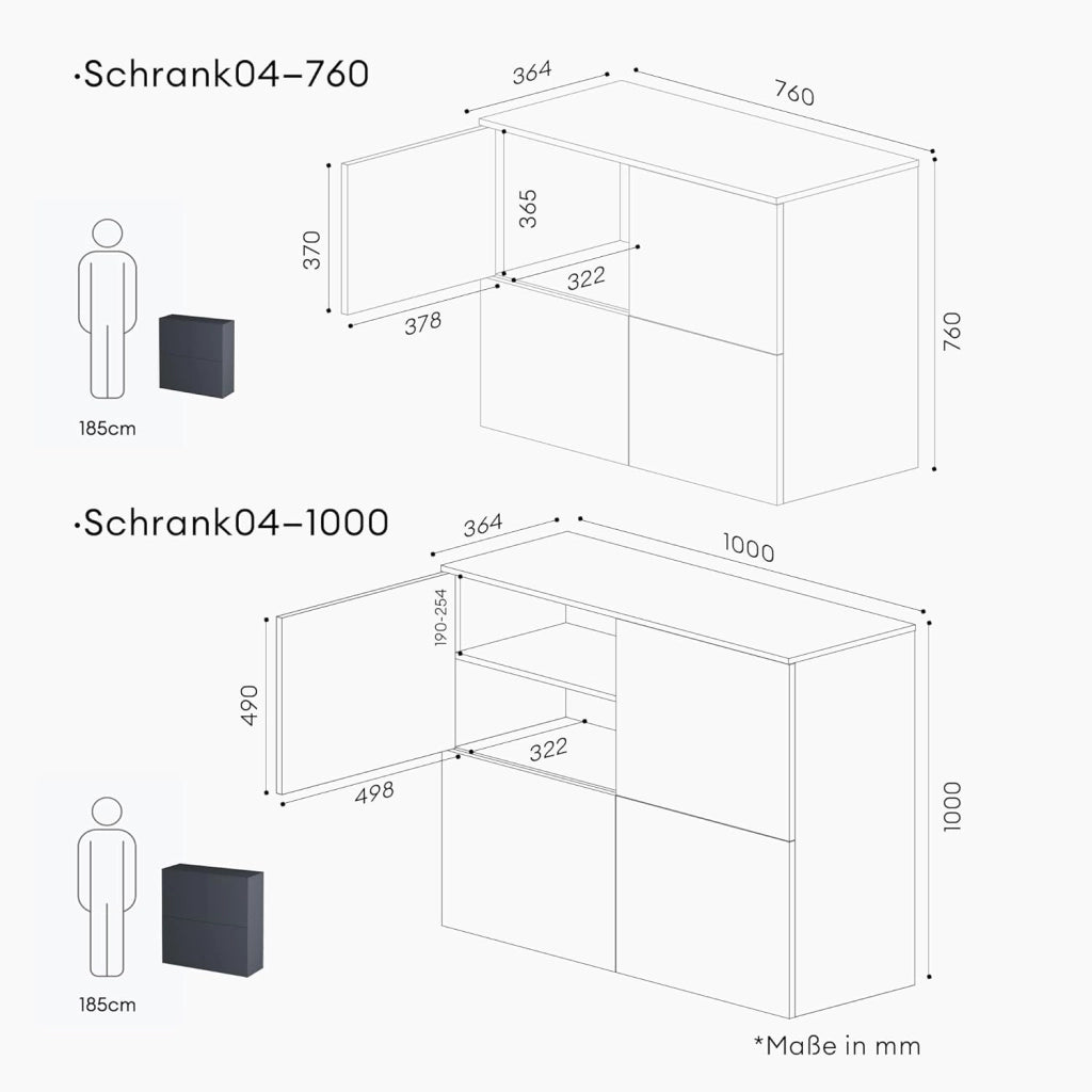 Mai & Mai Mobile Contenitore 100x36.4x98cm, Mobiletto Multiuso con 4 ante e 4 vani per Soggiorno, Sala da Pranzo, Camera da Letto Schrank04, Antracite opaco