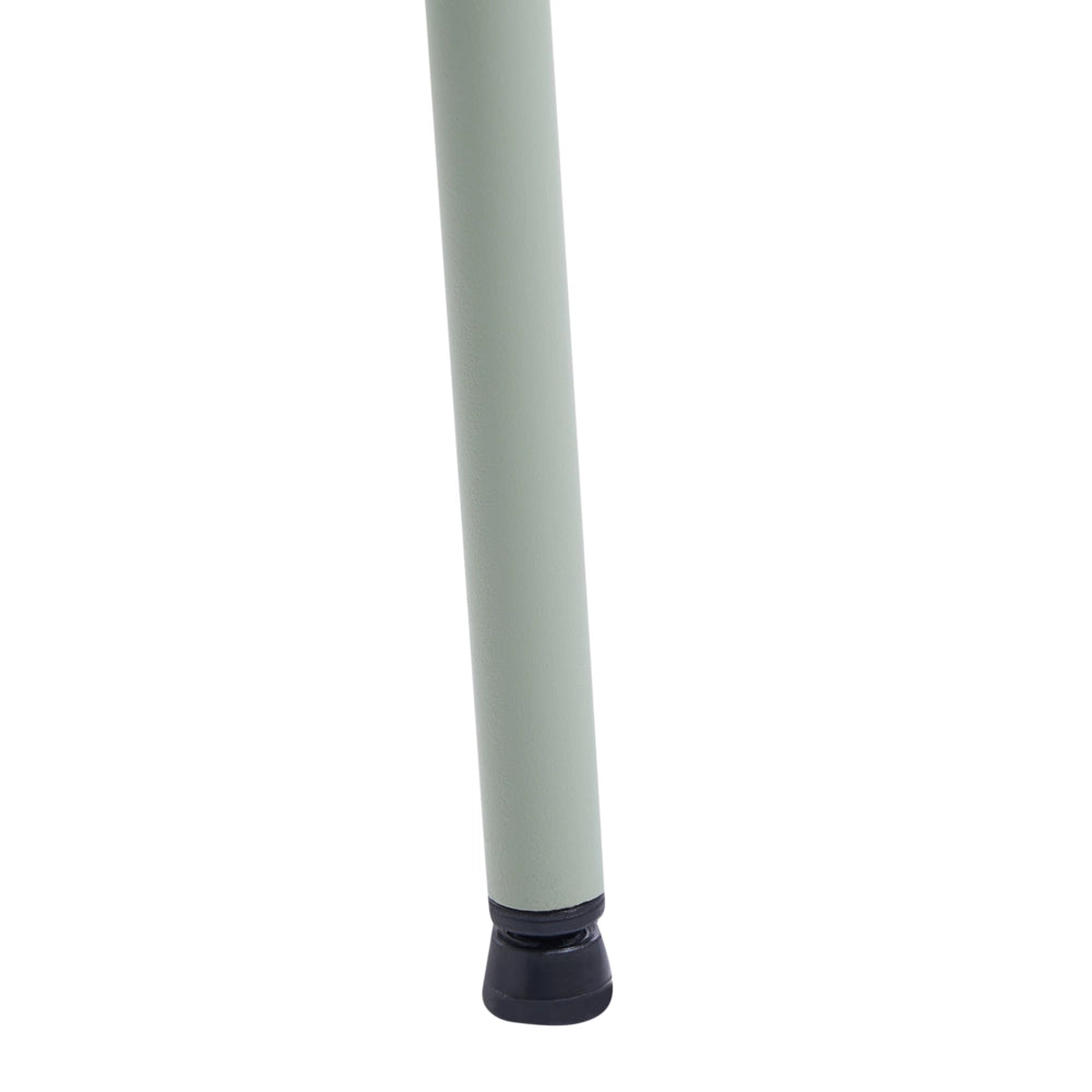 Set di 2 sedie da pranzo con seduta in materiale sintetico verde menta e struttura in metallo, in stile minimalista scandinavo, per la zona pranzo della cucina