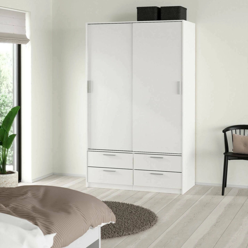 Guardaroba 2 ante Frediana, Mobile camera da letto, Cabina armadio portabiti, Armadio appendiabiti, 121x60 h200 cm, Bianco