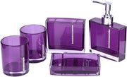 Set accessori da bagno acrilico 5 pezzi con flacone di bagnoschiuma, contenitore per spazzola da denti, tazza per spazzola da denti, contenitore per sapone - blu scuro.