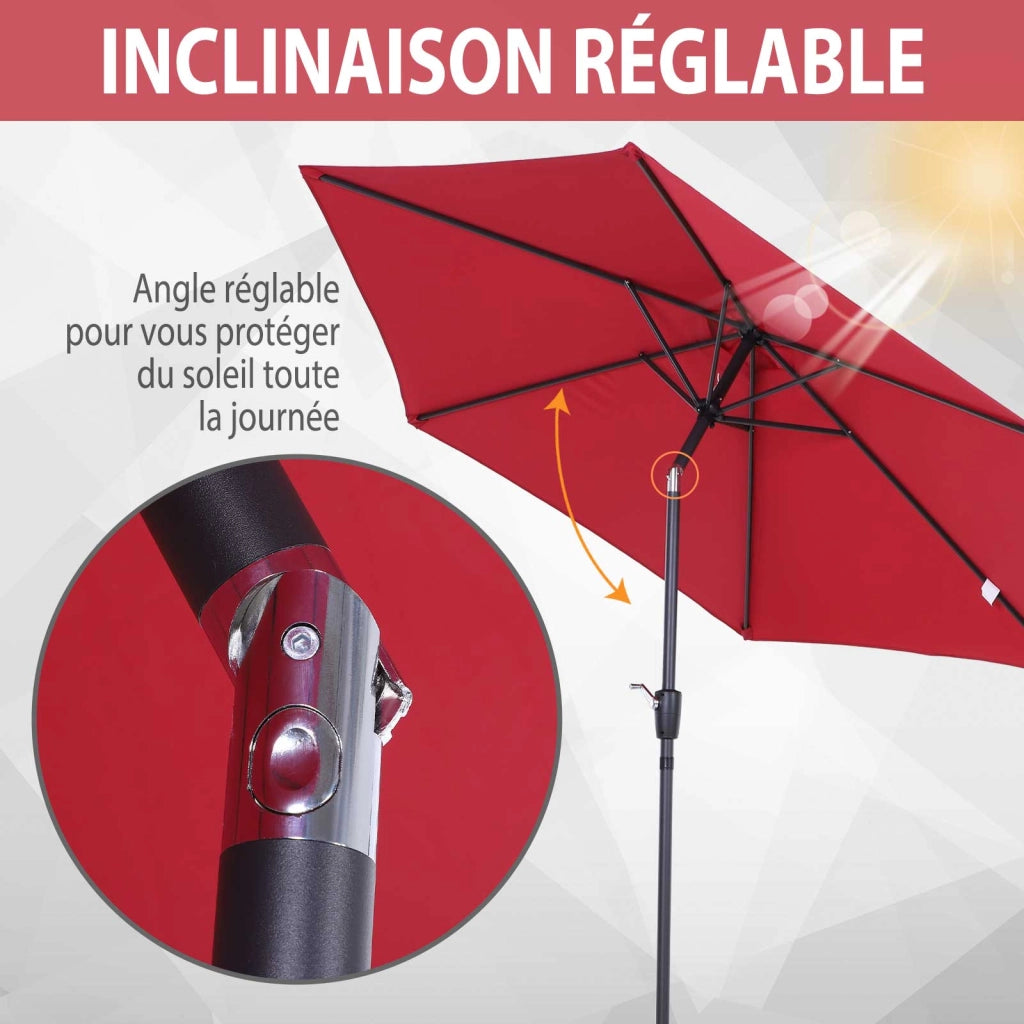 Parasole inclinabile da giardino ¨C zephmum ¨C alluminio rosso ?2,6x2,35m