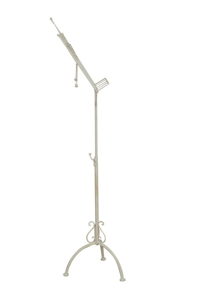 Biscottini Leggio da terra in ferro battuto pieno finitura bianca anticata L46xPR32xH139 cm