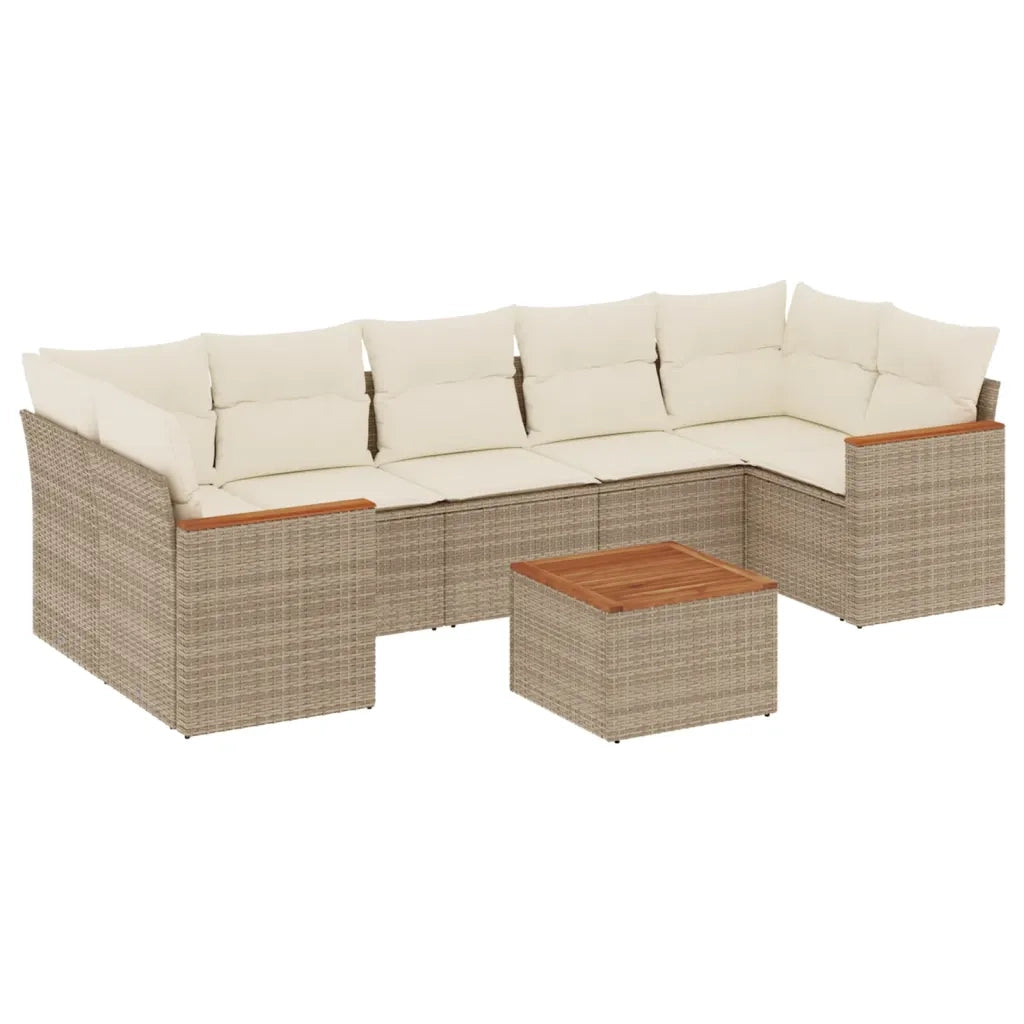 Set Divano da Giardino 8 pz con Cuscini Beige in Polyrattan 3258215