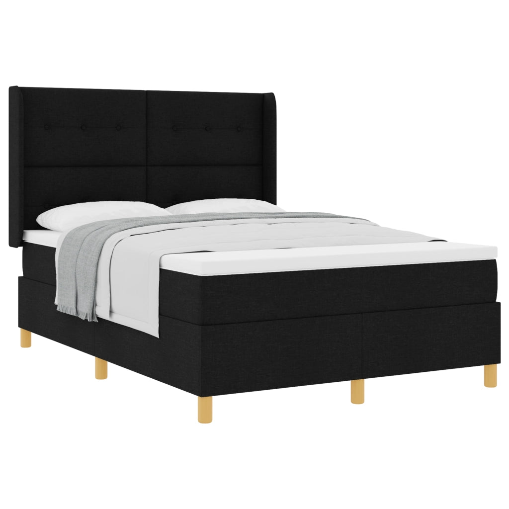 Letto a Box con Materasso Nero 140x200 cm Tessuto