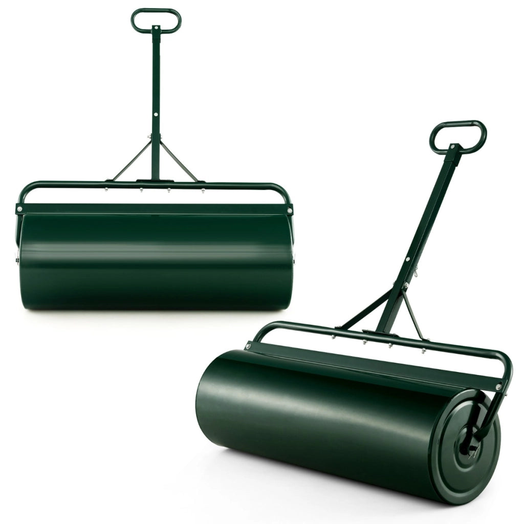 Rullo per prato in metallo per cortile parco fattoria, Rullo per prato spingere/tirare da 113 L riempito di acqua/sabbia con manico antiscivolo Verde
