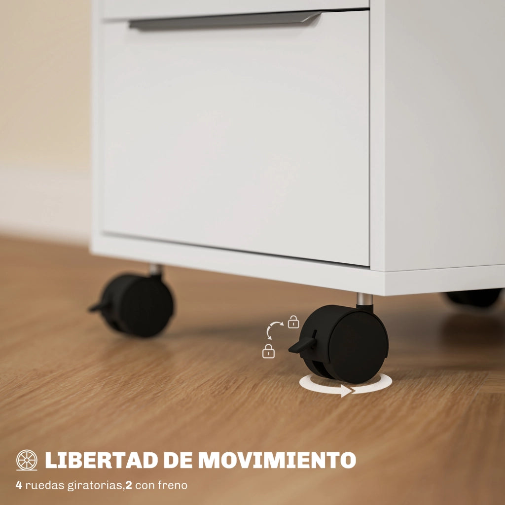 Cassettiera con Ruote e Serratura ¨C Xylo ¨C Bianco 40x40x63,5 cm