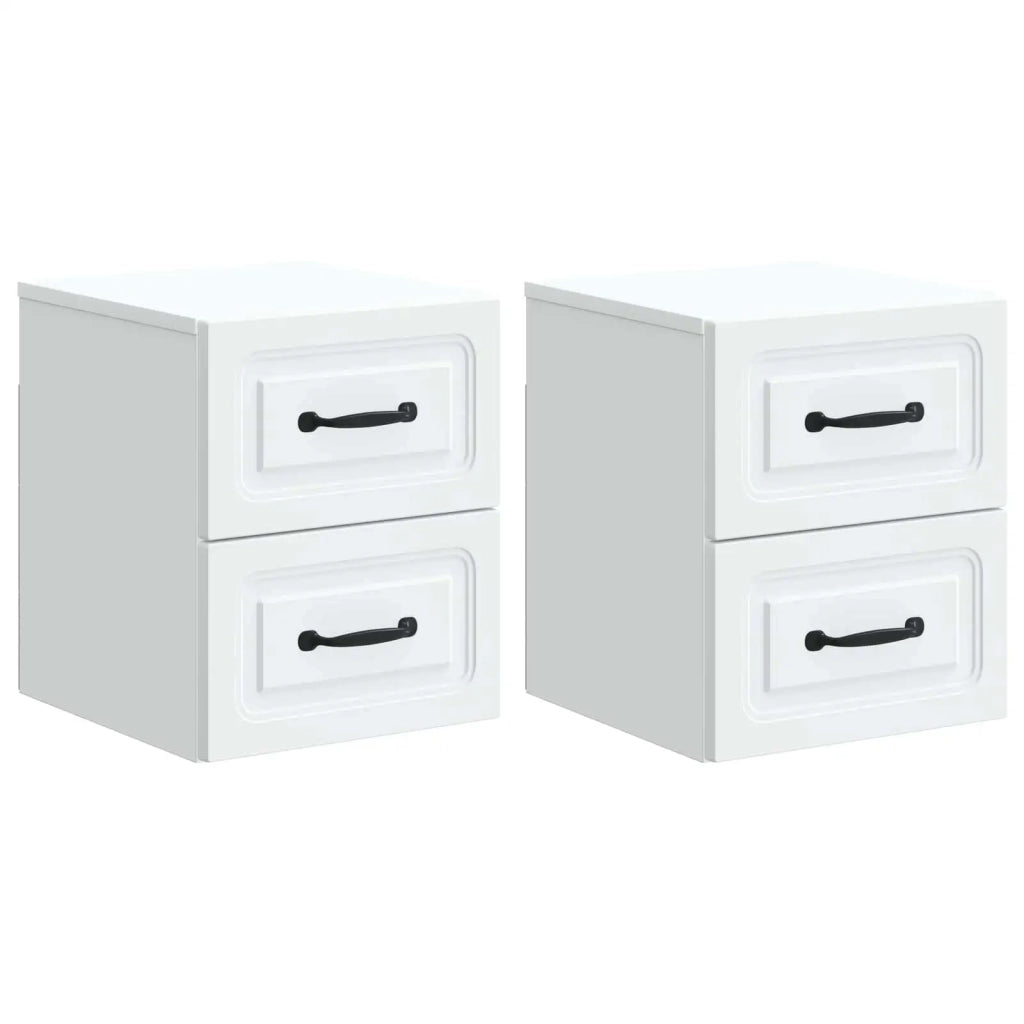Mobiletto da notte a muro 2 pcs Bianco 34,5 x 33 x 40 cm