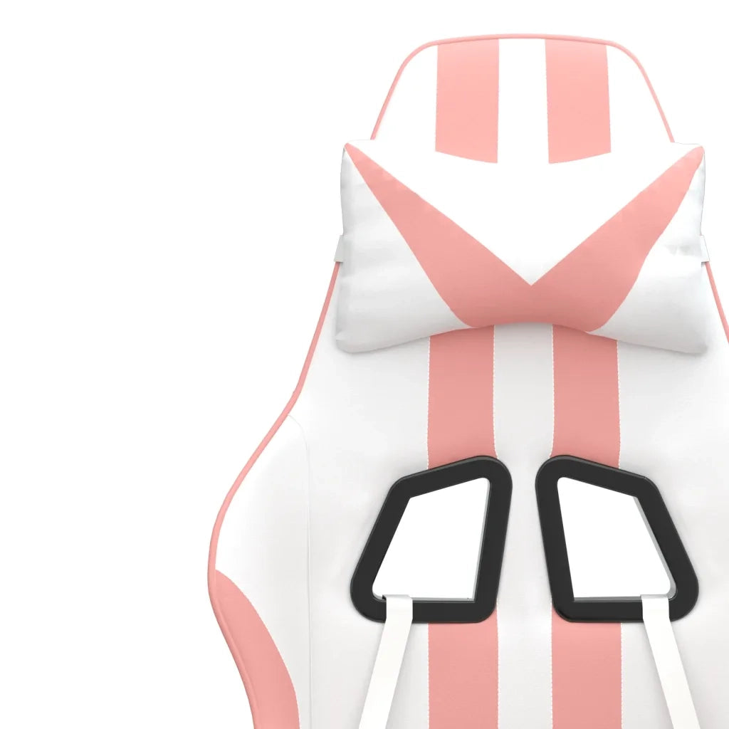 Sedia da Gaming | Sedia da e-sports Girevole Bianco e Rosa in Similpelle