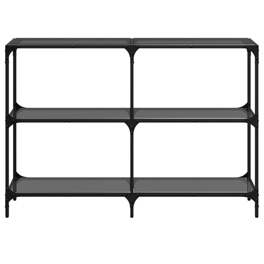 Tavolino Consolle con Piano in Vetro Nero 118,5x30x81cm Acciaio 846031
