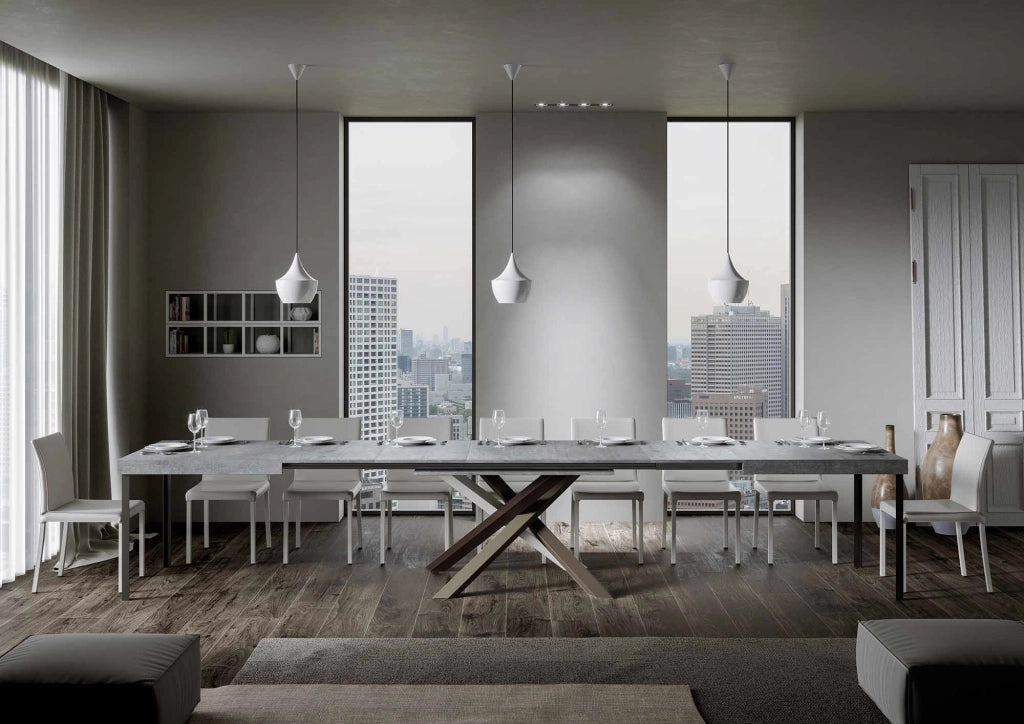 Tavolo allungabile 90x130/390 cm Volta Cemento telaio 4/C