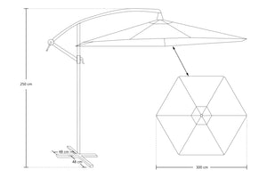 Ombrellone da giardino rotondo Ø 3 mt a braccio decentrato mod. Maracaibo OB11MAPAC
