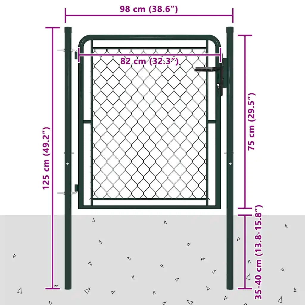 Cancello da Giardino in Acciaio 100x75 cm Verde cod mxl 51782
