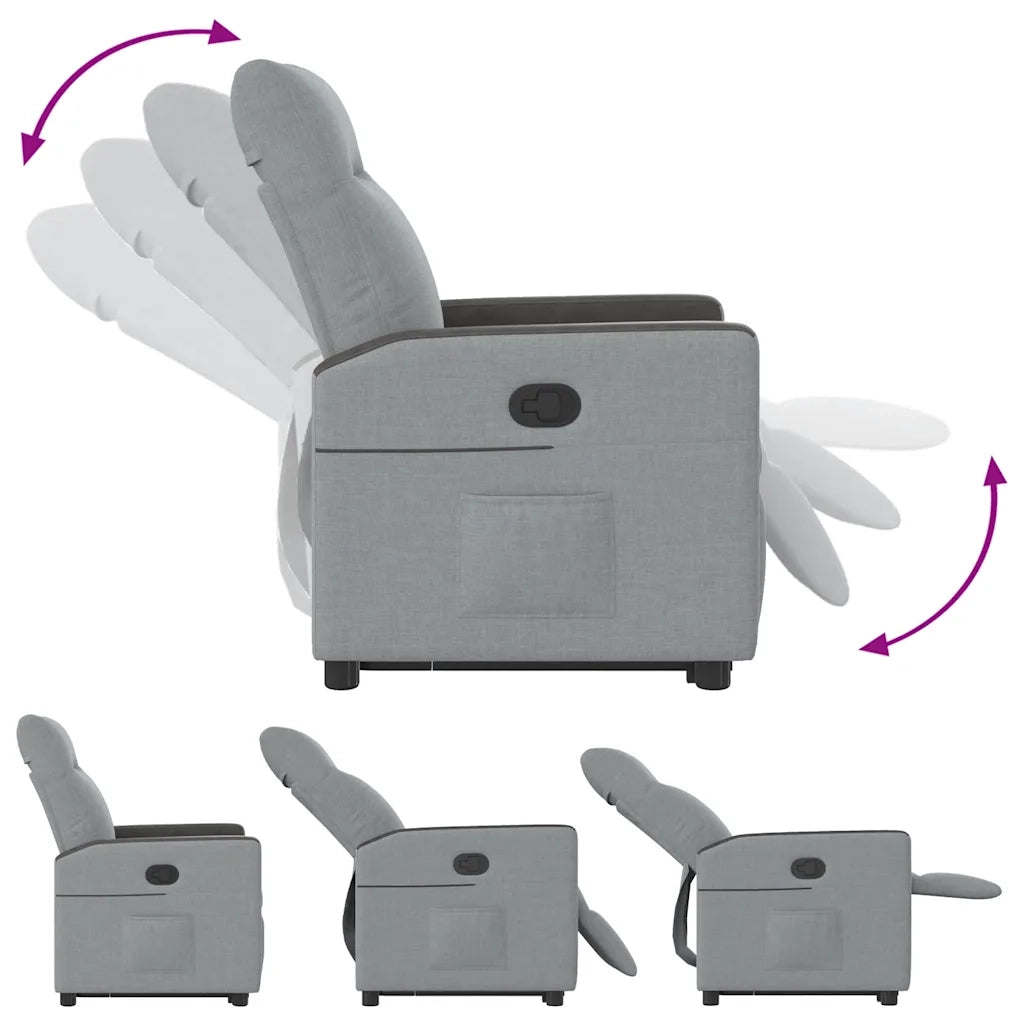 Poltrona Alzapersona Reclinabile Grigio Chiaro in Tessuto 3324052