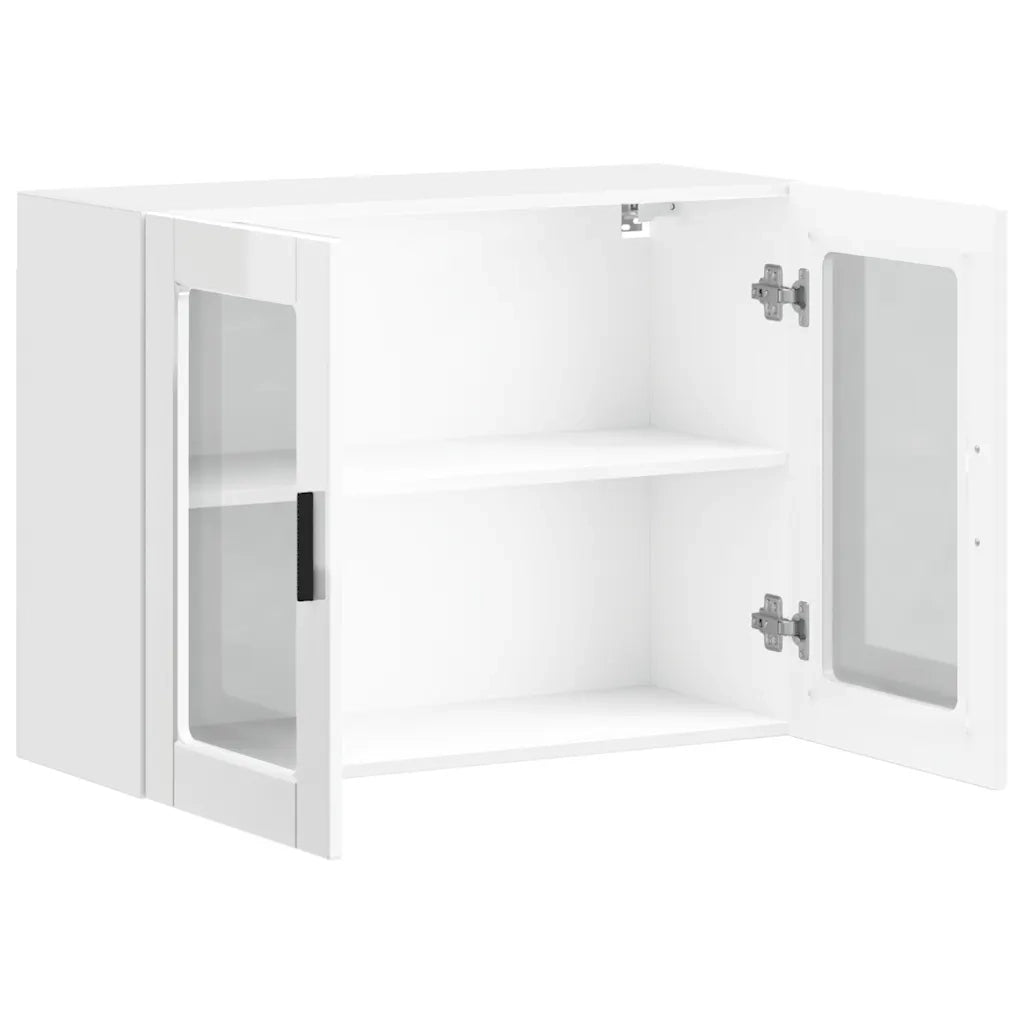 Pensile da Cucina con Porta in Vetro Porto Bianco Lucido 854089