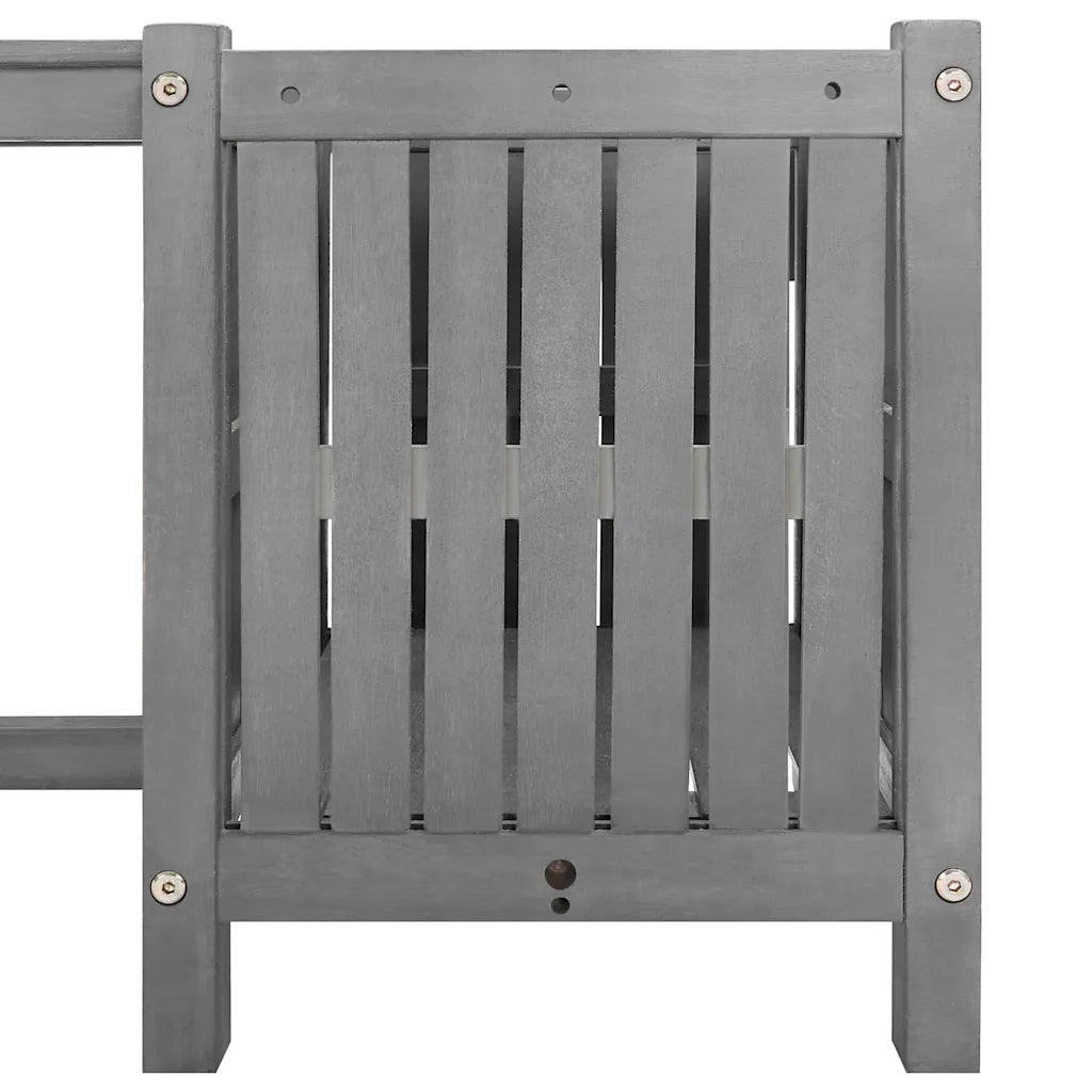 Panchina da Giardino | Panca da Giardino con 2 Fioriere 150cm Legno di Acacia Grigio