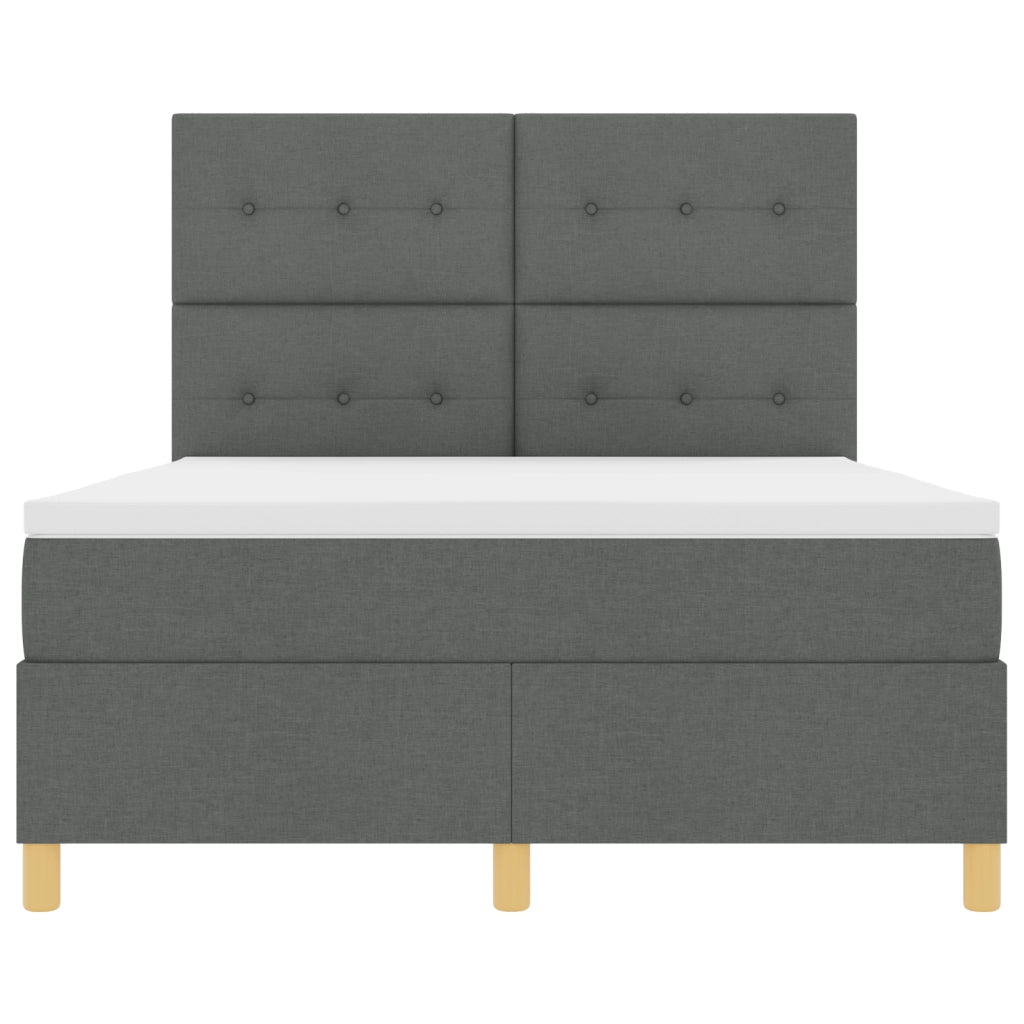 Letto Box Spring con Materasso e LED Grigio Scuro 140x200 cm Tessuto