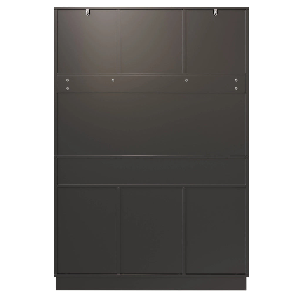 Armadio cucina 120x40x183.5 cm con illuminazione LED; 8 cassetti; MDF; nero