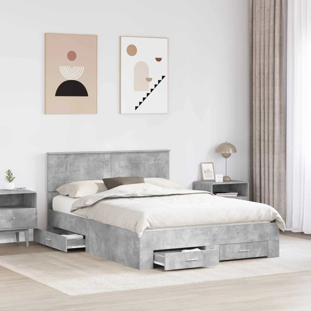 Struttura del letto con testiera Grigio cemento 140 x 200 cm 3408266