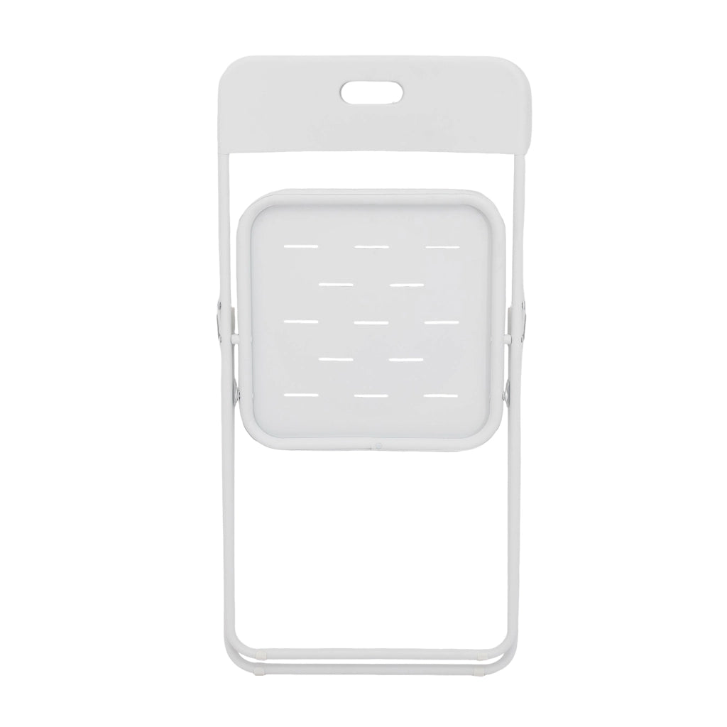 SET DA BISTRO PIEGHEVOLE 3 PEZZI, 2 SEDIE E 1 TAVOLO, BIANCO, ACCIAIO