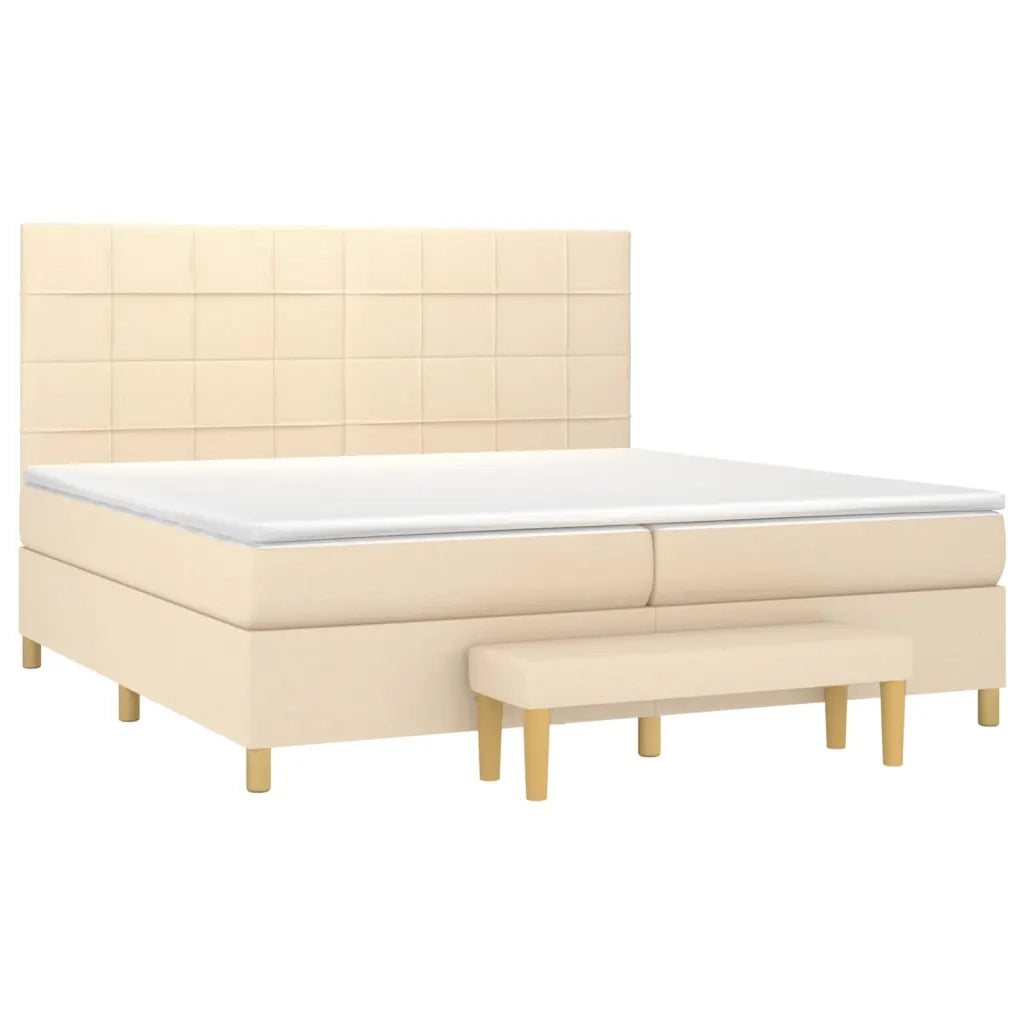 Giroletto a Molle con Materasso Crema 200x200 cm in Tessuto 3137186