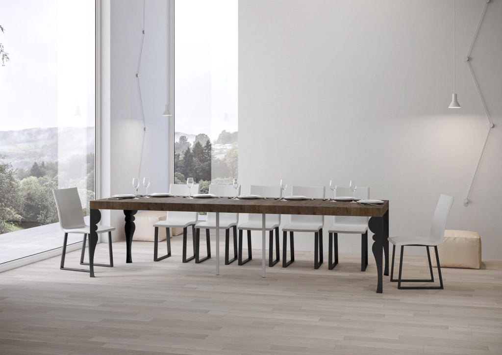 Consolle allungabile 90x40/300 cm Paxor Premium Noce telaio Antracite