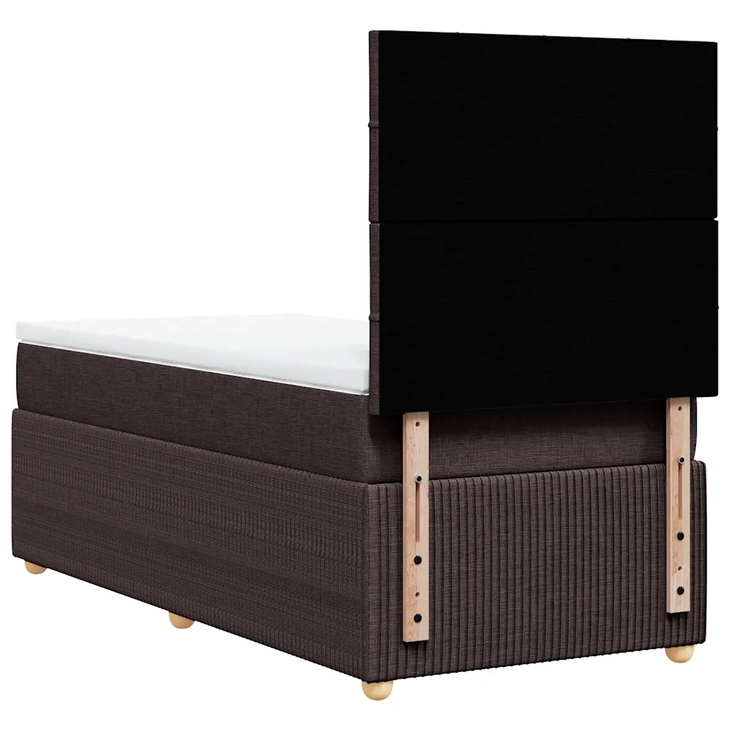 Giroletto a Molle con Materasso Marrone Scuro 90x200 cm Tessuto