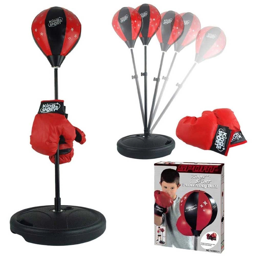 Punching Ball per Bambini Asta Regolabile 124 Cm con Guantoni e Base Riempibile