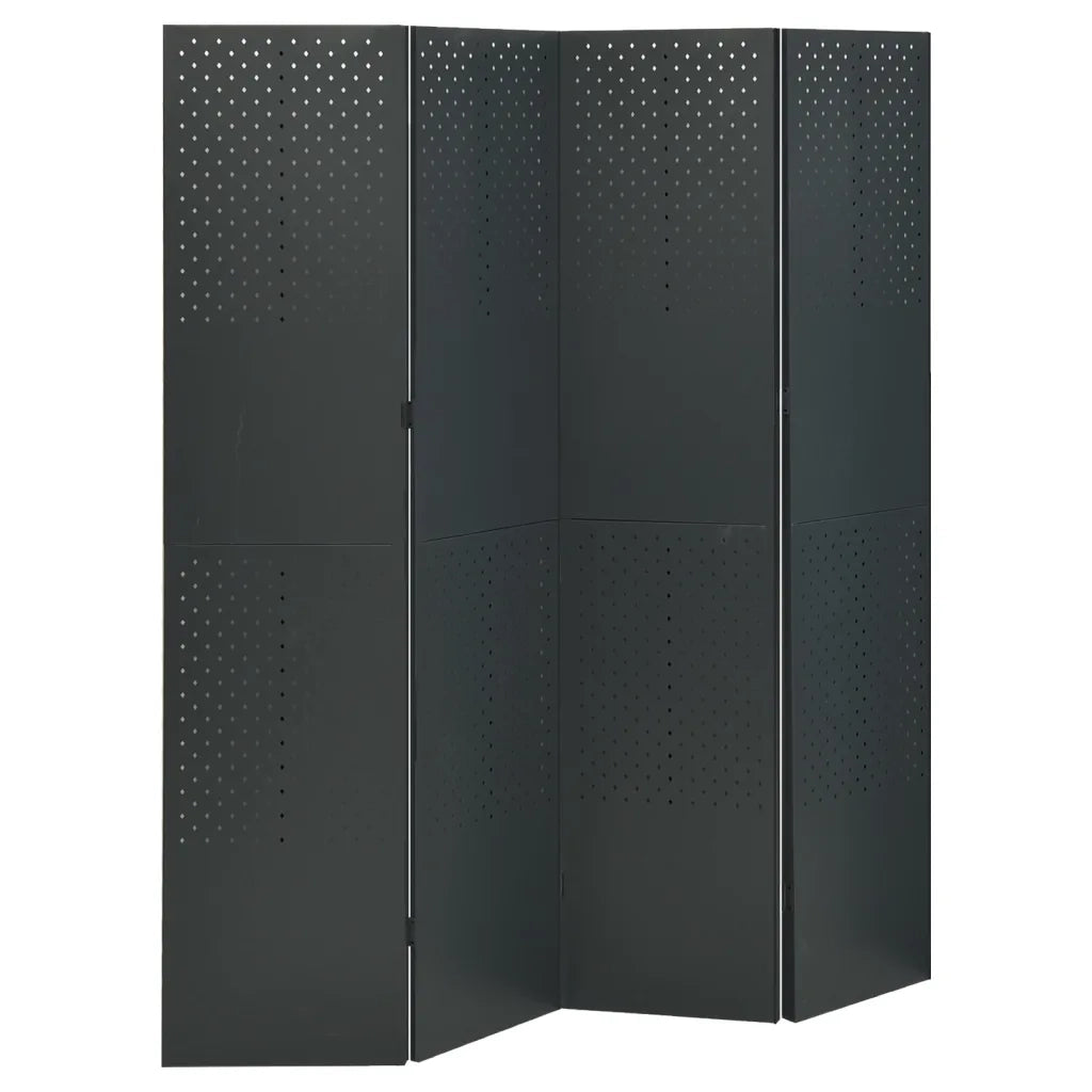 Paravento a 4 Pannelli 2 pz Antracite 160x180 cm in Acciaio 3095195