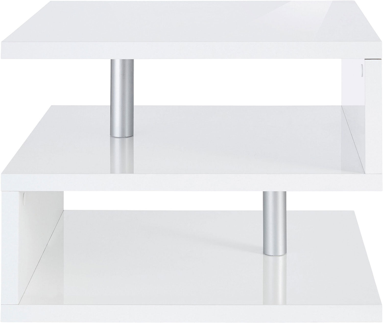 Tavolino a S con Ripiani a Giorno 55x41,5x55 cm Zeta Bianco Lucido