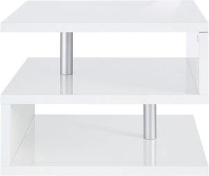 Tavolino a S con Ripiani a Giorno 55x41,5x55 cm Zeta Bianco Lucido