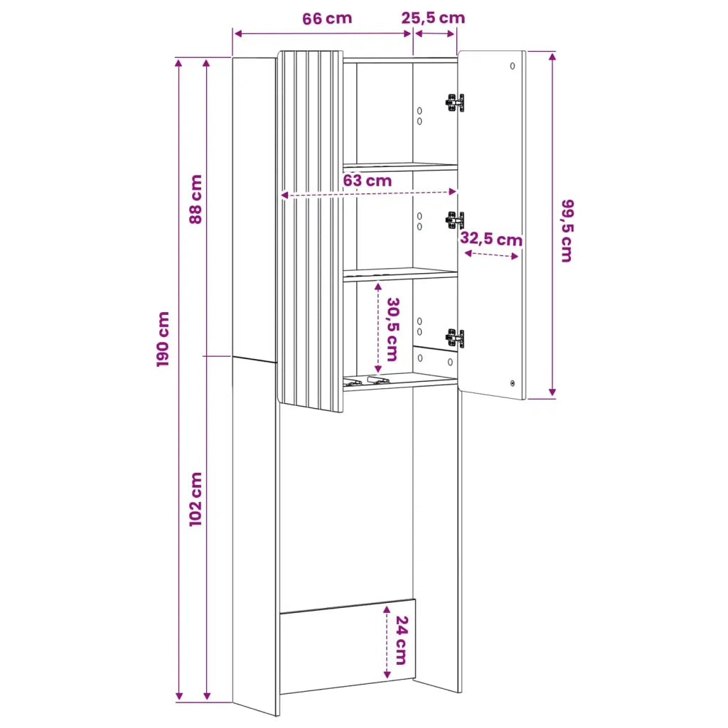 Mobile Bagno ZWOLLE Bianco 66 x 25,5 x 190 cm 896475