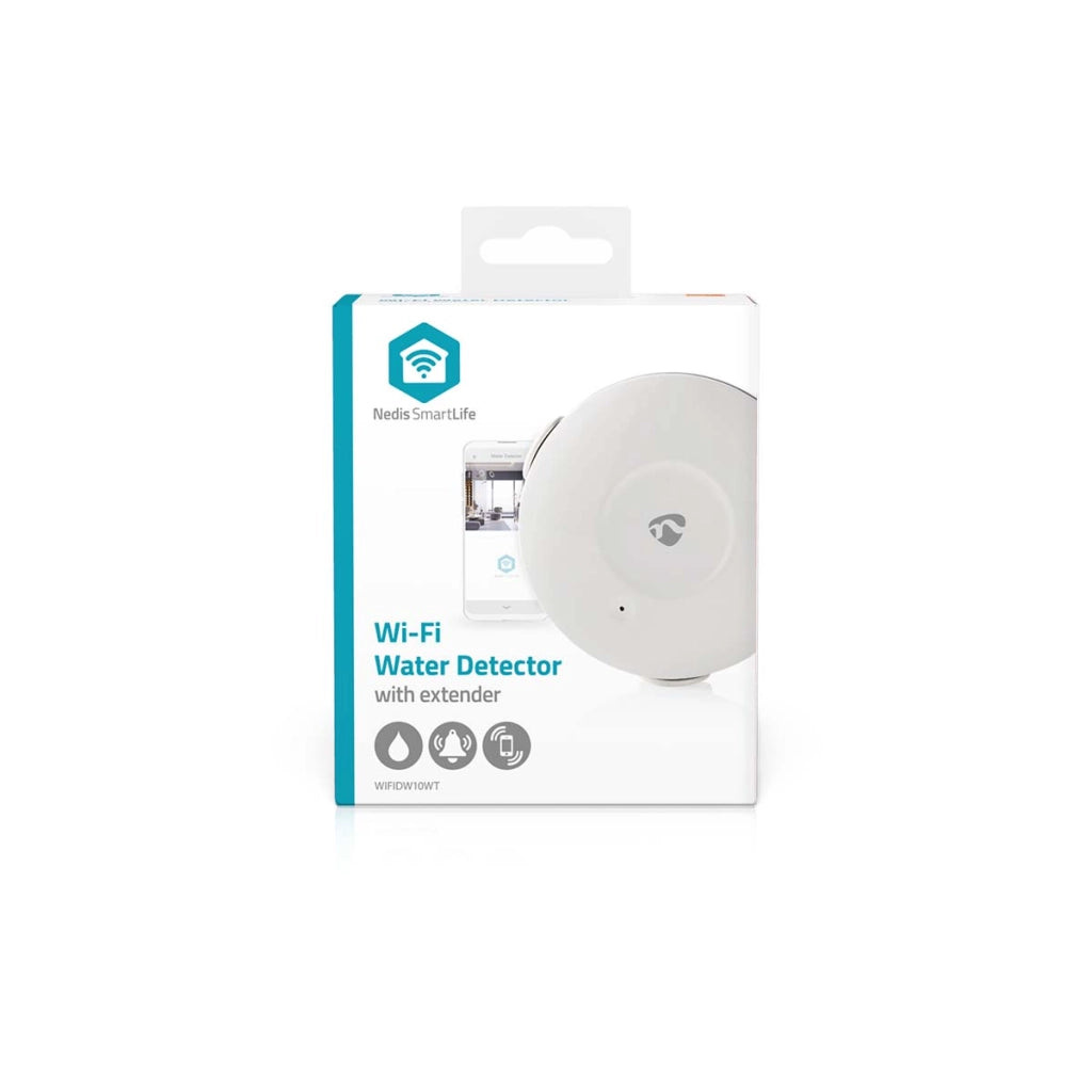 Rivelatore d'acqua intelligente rotondo connesso via Wi-Fi con allarme da 50dB Bianco Nedis