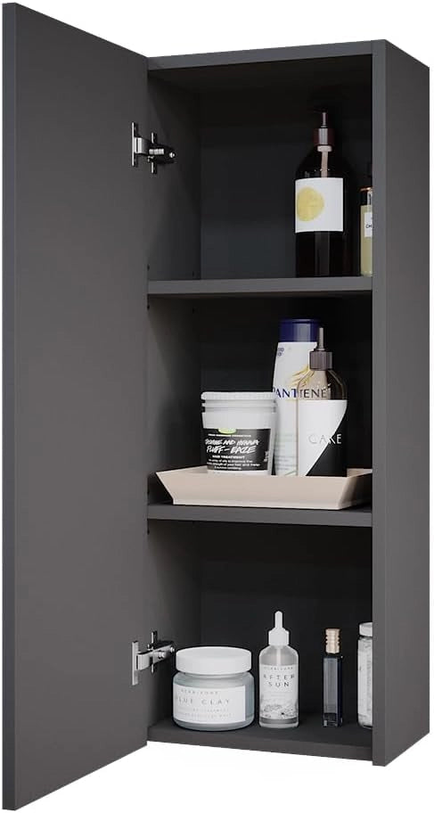 Mobile bagno Gloria, Antracite, 33 x 84 cm con 2 ripiani, con apertura per sifone e compatibile con la serie Gloria