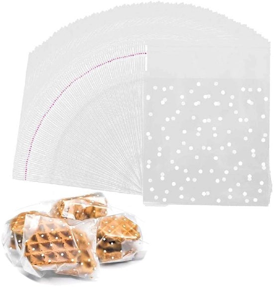 Pacchetti di carta trasparente per dolci 200 pezzi - Pacchetti autoadesivi - Pacchetti trasparenti per caramelle - Pacchetti sicuri per alimenti per biscotti - Ideali per feste e occasioni speciali - Perfetti per compleanni e matrimoni