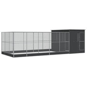 Voliera a gabbia con estensione in argento 704 x 303 x 216 cm acciaio argento 02_0045661
