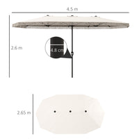 Ombrellone Doppio a 12 Stecche 450x265x260 cm in Acciaio e Poliestere Bianco Crema