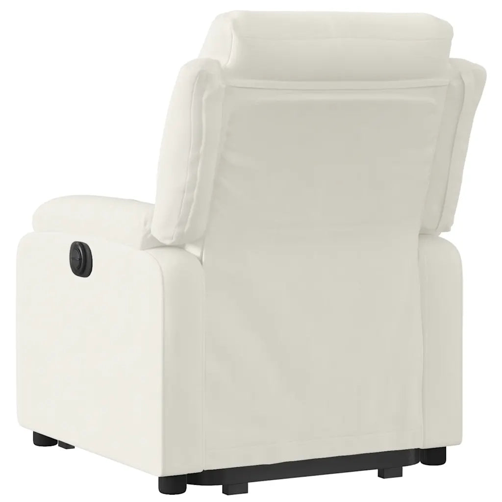 Poltrona Alzapersona Reclinabile Crema in Velluto 3205101