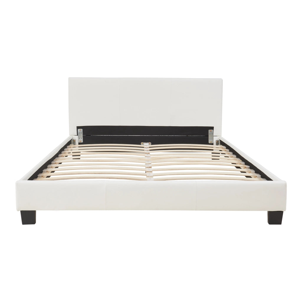 Letto Francese a Testiera Alta 140x200 cm Rivestimento in Similpelle Bianco Corium