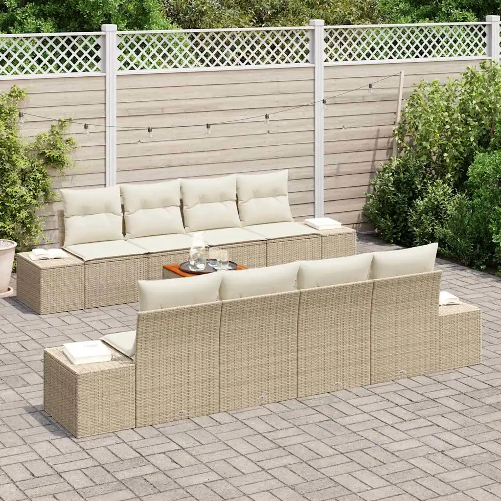 Set Divano da Giardino con cuscino 9 pcs Beige polyrattan 3347932