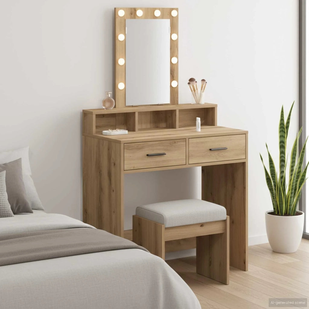 Toeletta | Tavolo da Trucco Marrone 79 x 41 x 140 cm Legno multistrato
