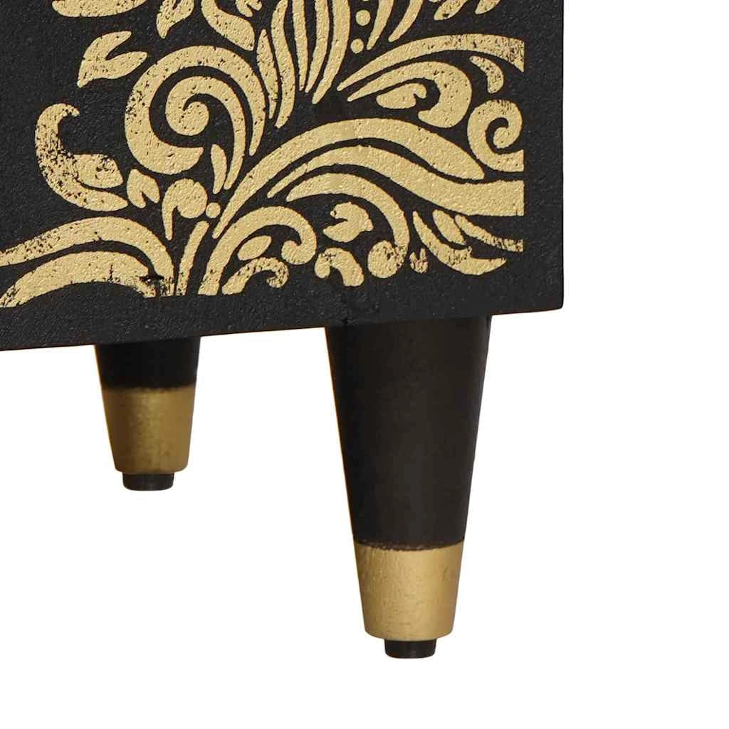 Mobile porta TV rettangolare moderno con contenitore 80 x 33 x 46 cm in legno massello di mango nero 02_0057892