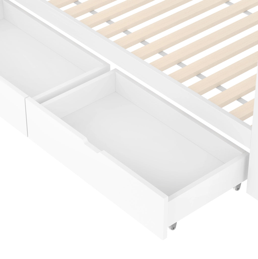 Letto a castello 90x200 cm con scala contenitore e 2 cassetti