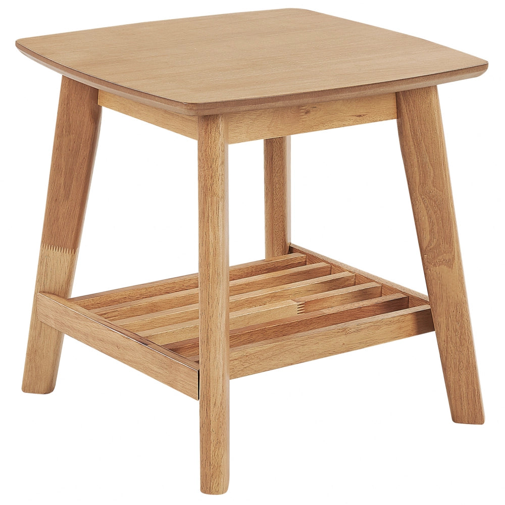 Tavolino in marrone chiaro con piano in MDF gambe in legno di gomma 50 x 50 cm quadrato dal design tradizionale