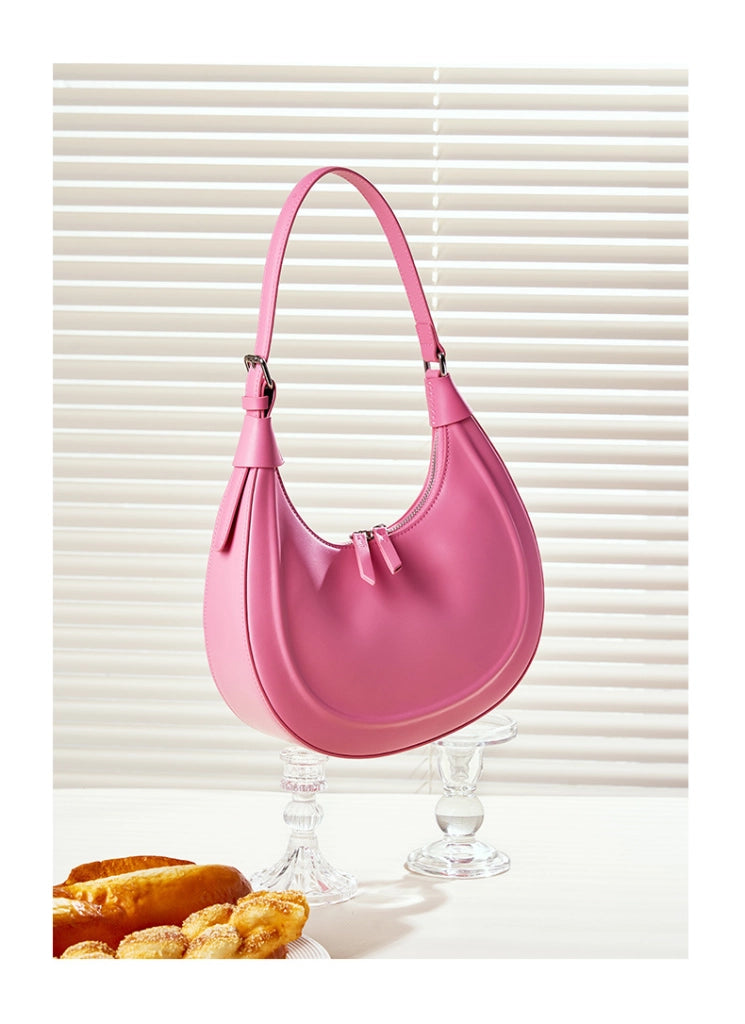 Nuova borsa a tracolla casual da donna in vera pelle, colore rosa