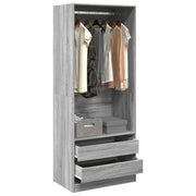 Armadio Grigio Sonoma 80x50x200 cm in Legno Multistrato