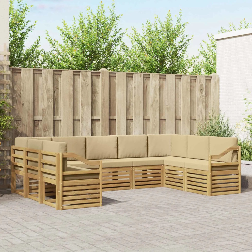 Set divano sezionale 9 pcs Bianco e Beige 304 x 185,5 x 73 cm