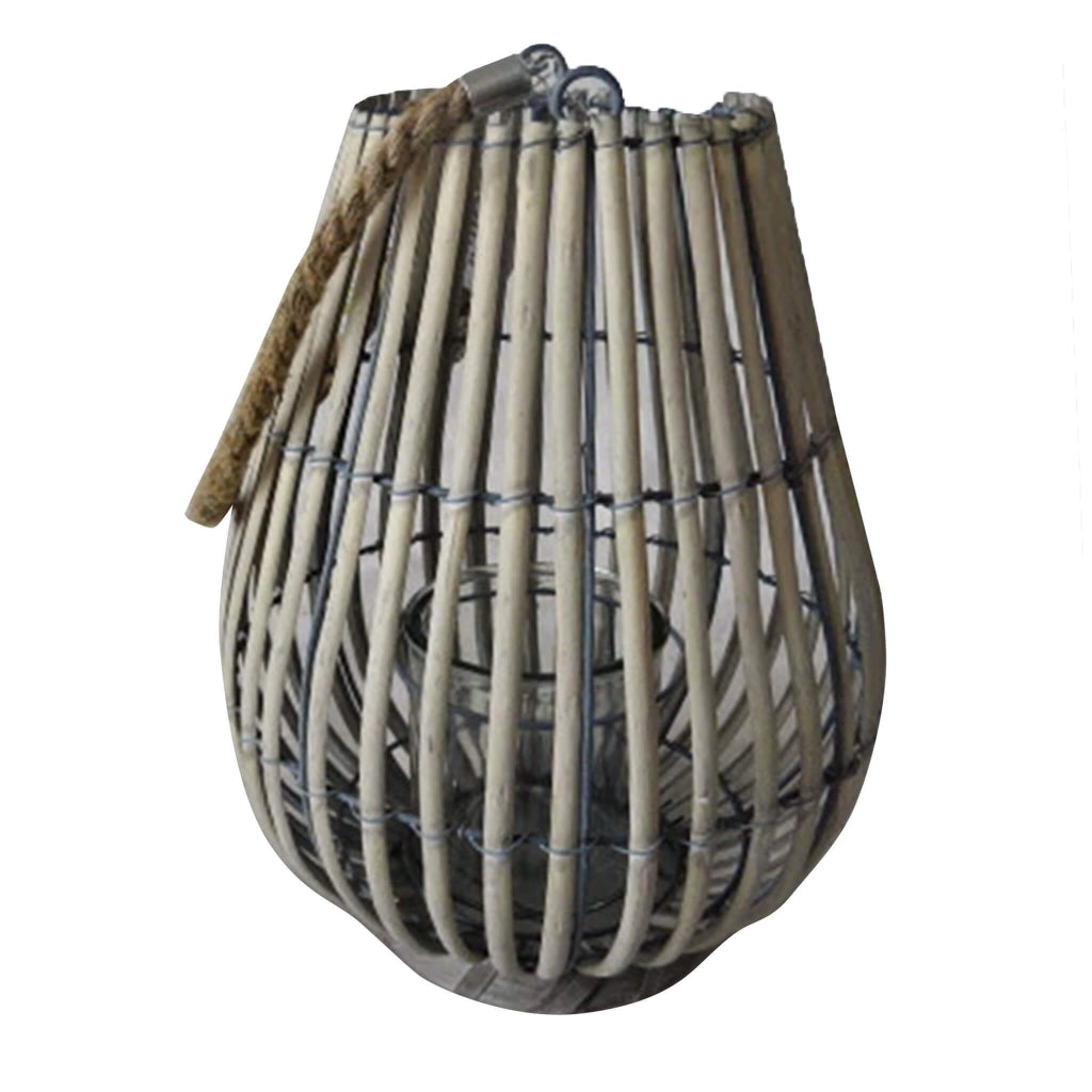 Lanterna in Vimini in Vimini Vetro cm 18x18x43 - ROLO