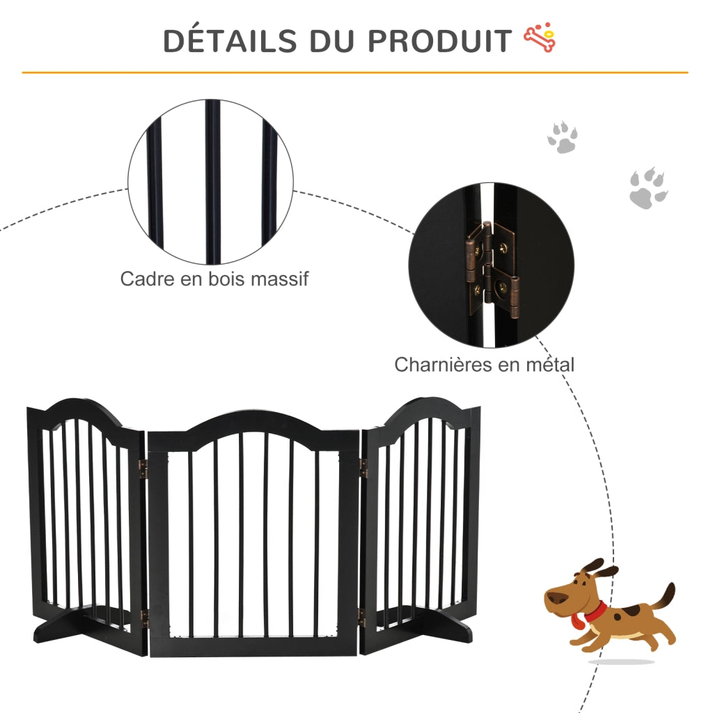 Barriera per animali domestici modulare e pieghevole ¨C zephmum ¨C MDF legno massello nero 154.5x61 cm